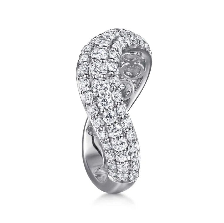 14K White Gold Diamond Wave Stackable Ring