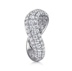 14K White Gold Diamond Wave Stackable Ring