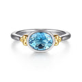 Sterling Silver & 14K Yellow Gold Bujukan Blue Topaz Oval Accent Ring