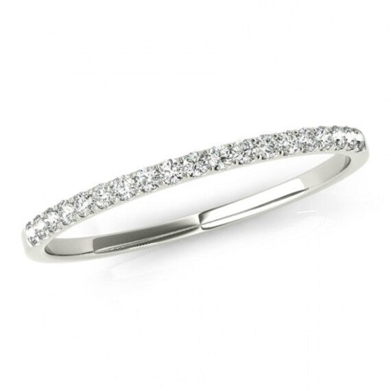 14K White Gold Half Anniversary Diamond Wedding Band