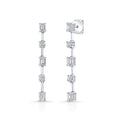 18K White Gold Emerald and Round Cut Diamond Drop Earrings
