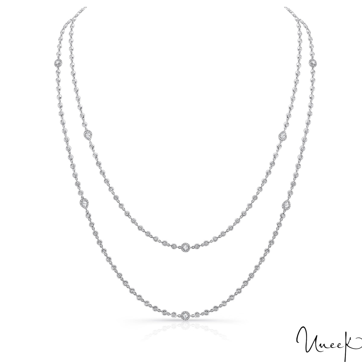18K White Gold Diamonds By The Yard Necklace