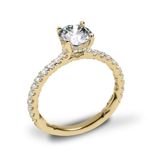 18K Yellow Gold Hidden Halo Diamond Semi-Mount Ring