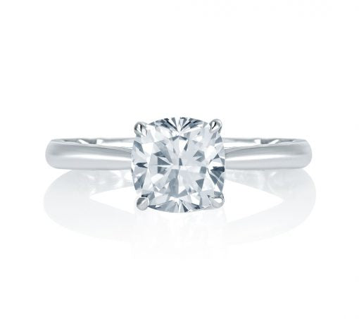 18K White Gold Solitaire Diamond Semi-Mount Ring