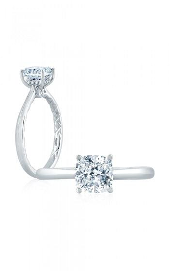 18K White Gold Solitaire Diamond Semi-Mount Ring