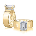 14K Gold Hidden Halo Wide Semi Mount Band