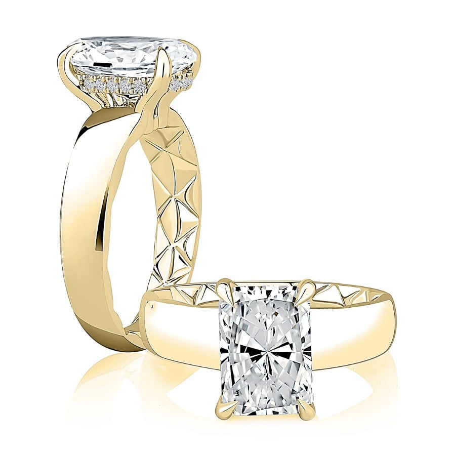 14K Gold Hidden Halo Diamond Engagement Ring