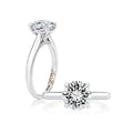 18K Two Tone White and Rose Gold Diamond Semi-Mount Ring
