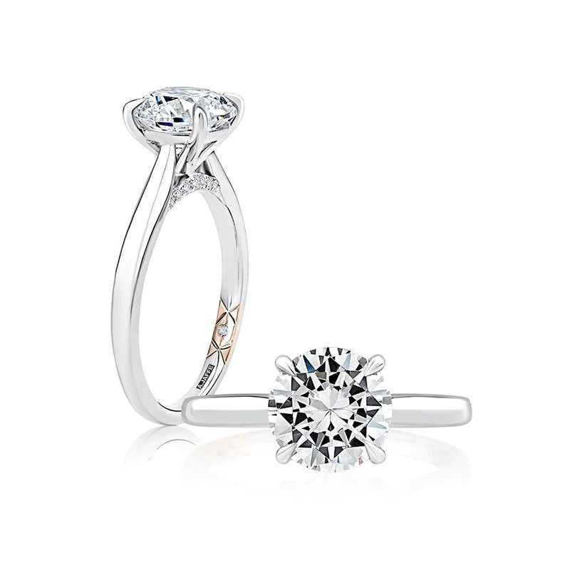 18K Two Tone White and Rose Gold Diamond Semi-Mount Ring