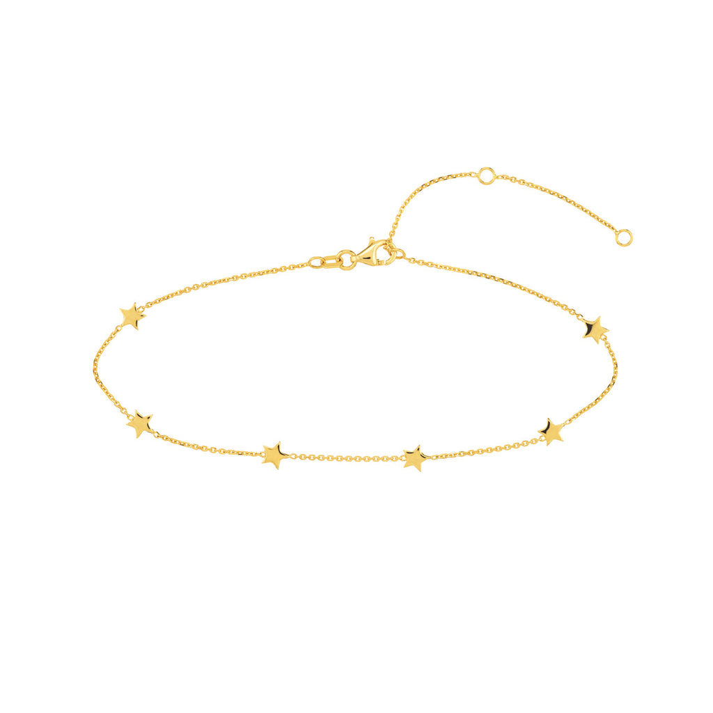 14K Yellow Gold Mini Star Anklet