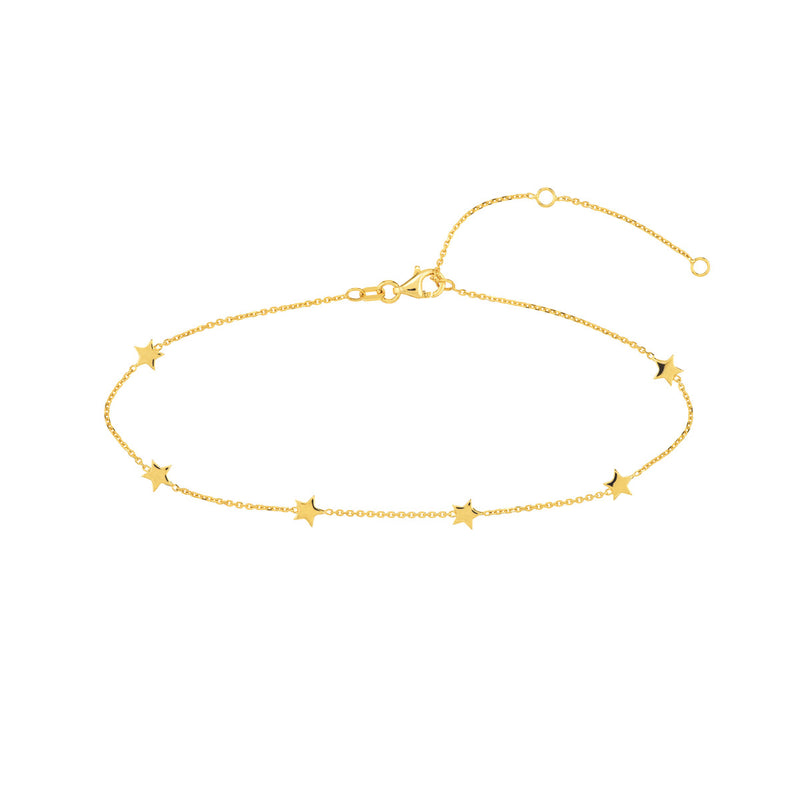 14K Yellow Gold Mini Star Anklet