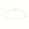 14K Yellow Gold White Enamel Bar Anklet