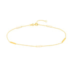 14K Yellow Gold White Enamel Bar Anklet