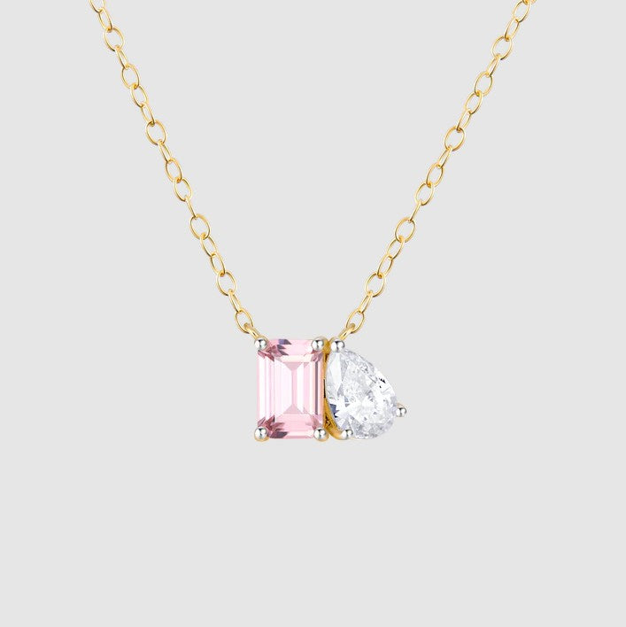 14K Yellow Gold Toi et Moi Necklace