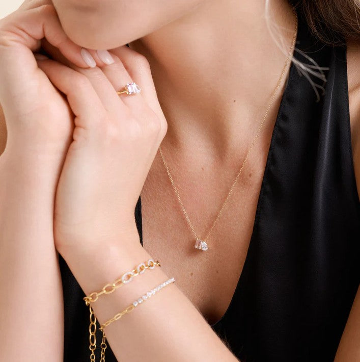 14K Yellow Gold Toi et Moi Necklace