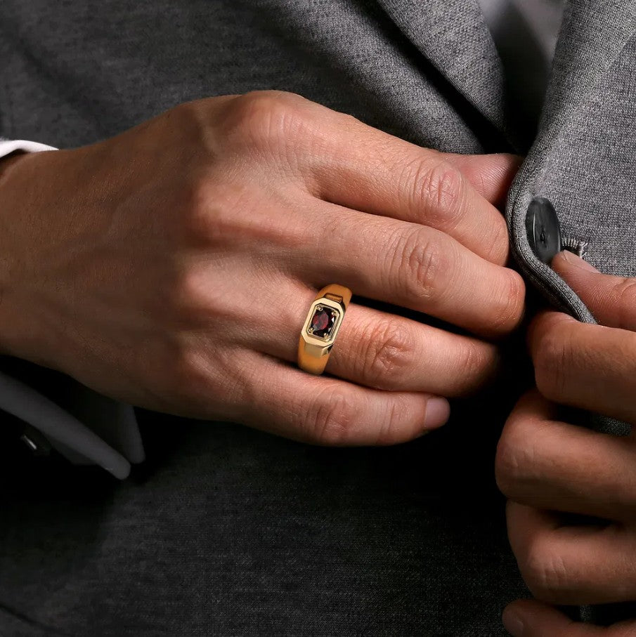 Colored Stone Rings  -  Men'