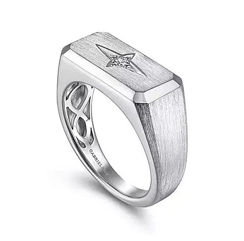 Sterling Silver North Star Diamond Ring
