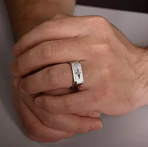 Sterling Silver North Star Diamond Ring
