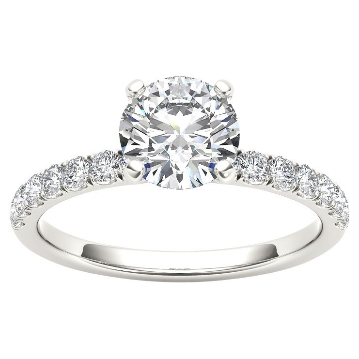 14K White Gold Traditional Diamond Semi-Mount Ring