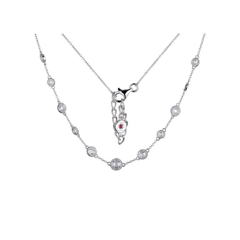 Lady's White Sterling Silver Collar Station Necklace