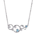 Lady's White Sterling Silver Blue Topaz Bar Necklace
