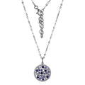 Lady's White Sterling Silver Halo Blue Stiones Design Pendant