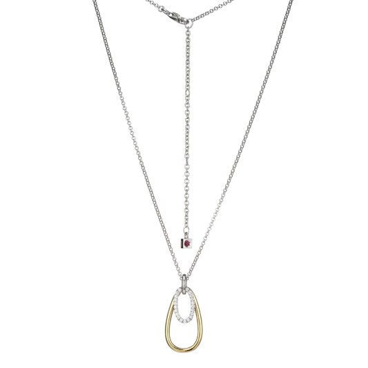 Two-Tone Sterling Silver Drop Necklace