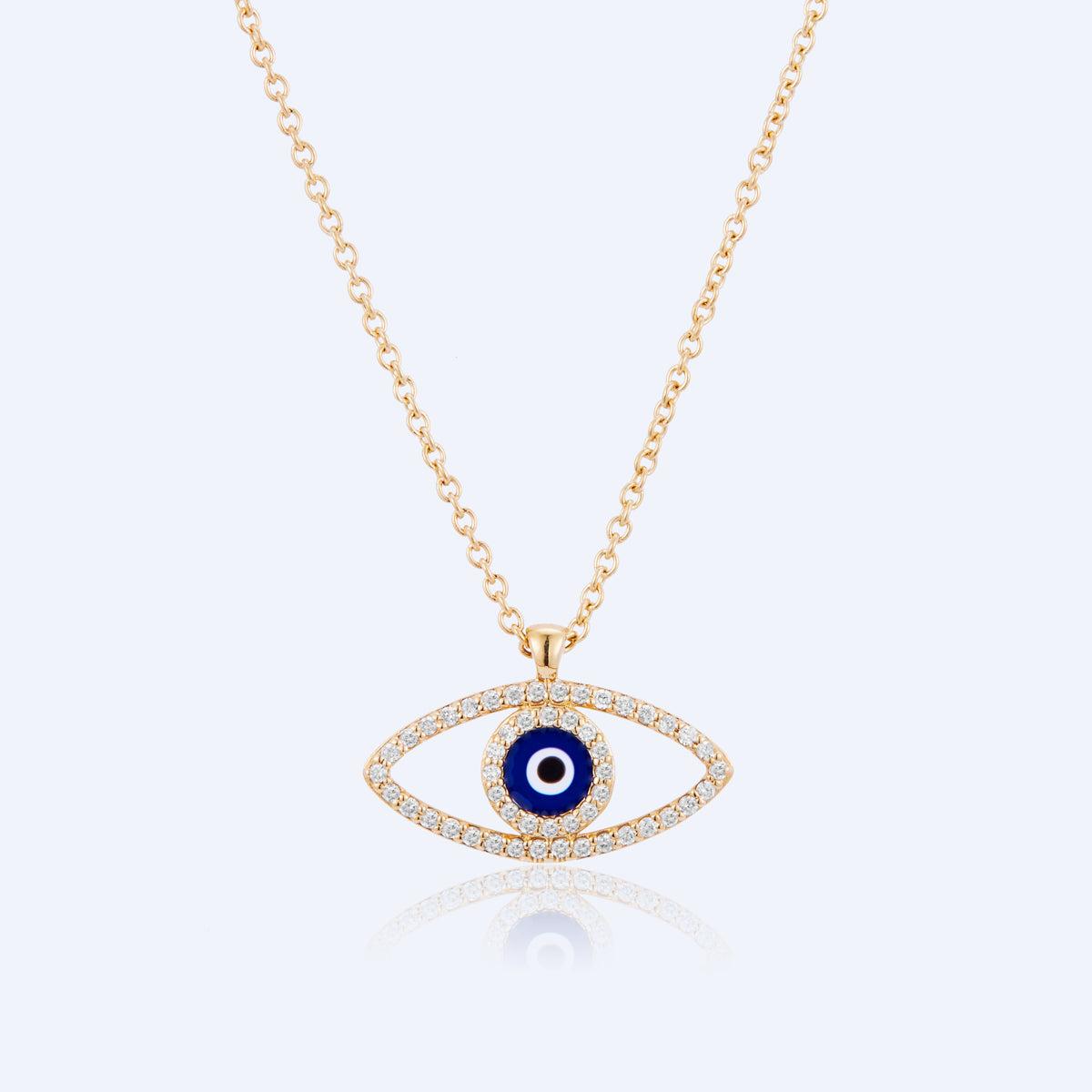 14K Yellow Gold Eye Enamel Necklace