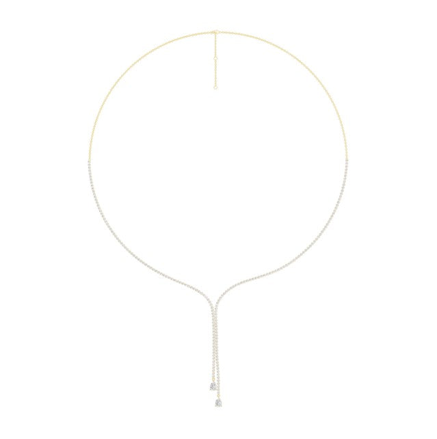 14K Yellow Gold Lariat Lab Grown Diamond Necklace