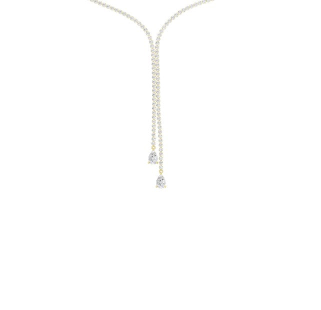 14K Yellow Gold Lariat Lab Grown Diamond Necklace