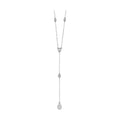 14K White Gold Y-Drop Diamond Station Necklace