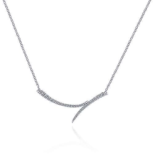 Lady's White 14 Karat Curved Doublet Bar Necklace Length 17.5