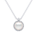 Lady's White 14 Karat Pearl And Diamond Halo Fancy Link Necklace Length 17.5