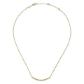Lady's Yellow 14 Karat Curved Diamond Bar Necklace Length 17.5