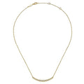 Lady's Yellow 14 Karat Graduated Bezel Diamond Curved Bar Necklace Length 17.5