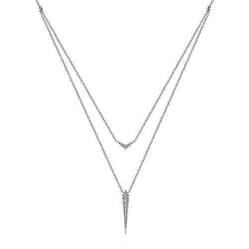 14K White Gold Layered Diamond Necklace
