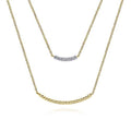 Lady's Yellow 14 Karat Layered Twisted Diamond Bar Necklace Length 17.5