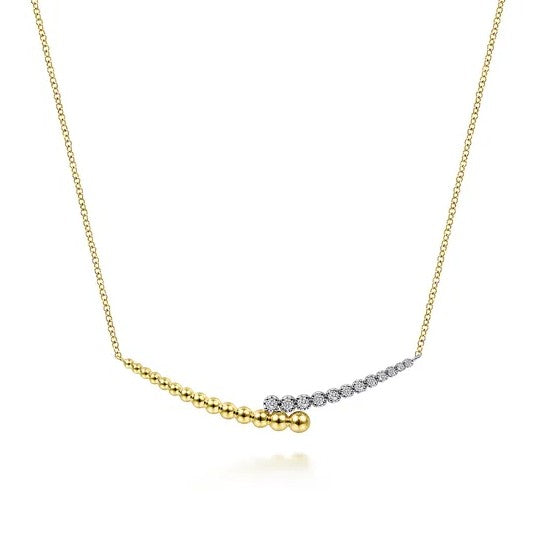 Two Tone 14K Yellow & White Gold Diamond Necklace
