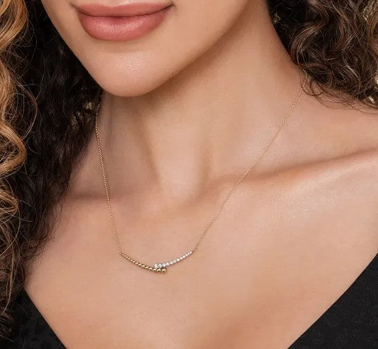 Two Tone 14K Yellow & White Gold Diamond Necklace