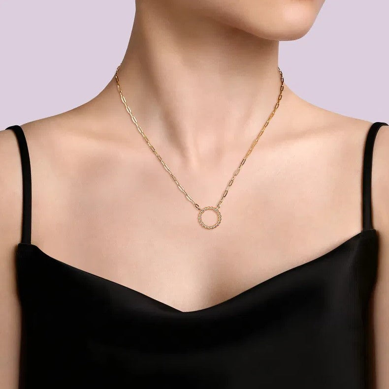 14K Gold Paper Clip Chain Necklace