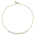 Two Tone 14K Yellow & White Gold Diamond Station Necklace