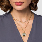 Two Tone 14K Yellow & White Gold Diamond Station Necklace