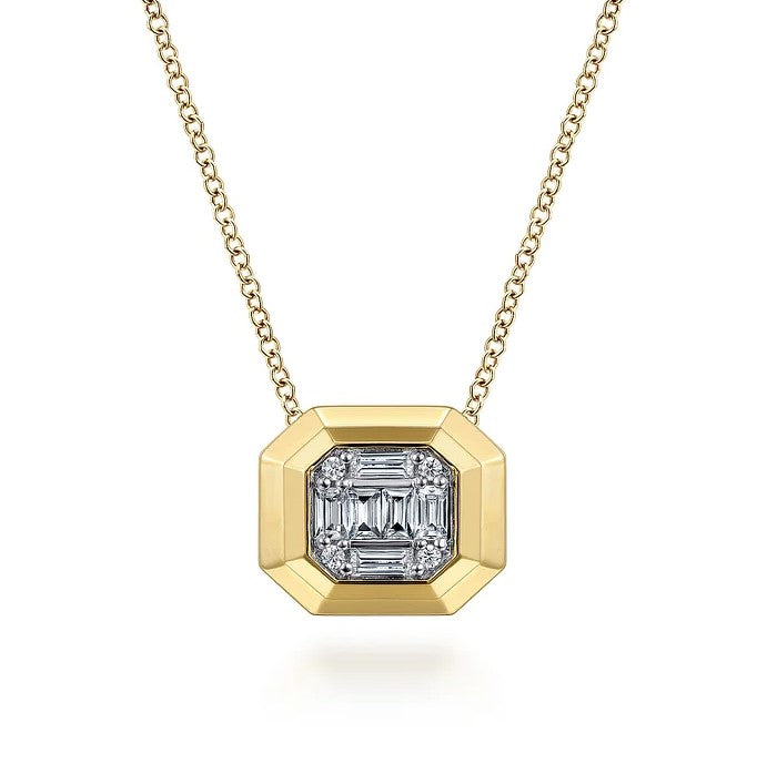 14K Yellow Gold Geometric Diamond Necklace