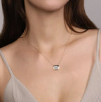 14K Yellow Gold Geometric Diamond Necklace