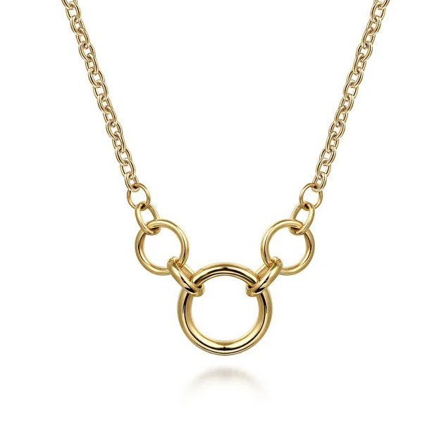 14K Gold Round Station Necklace