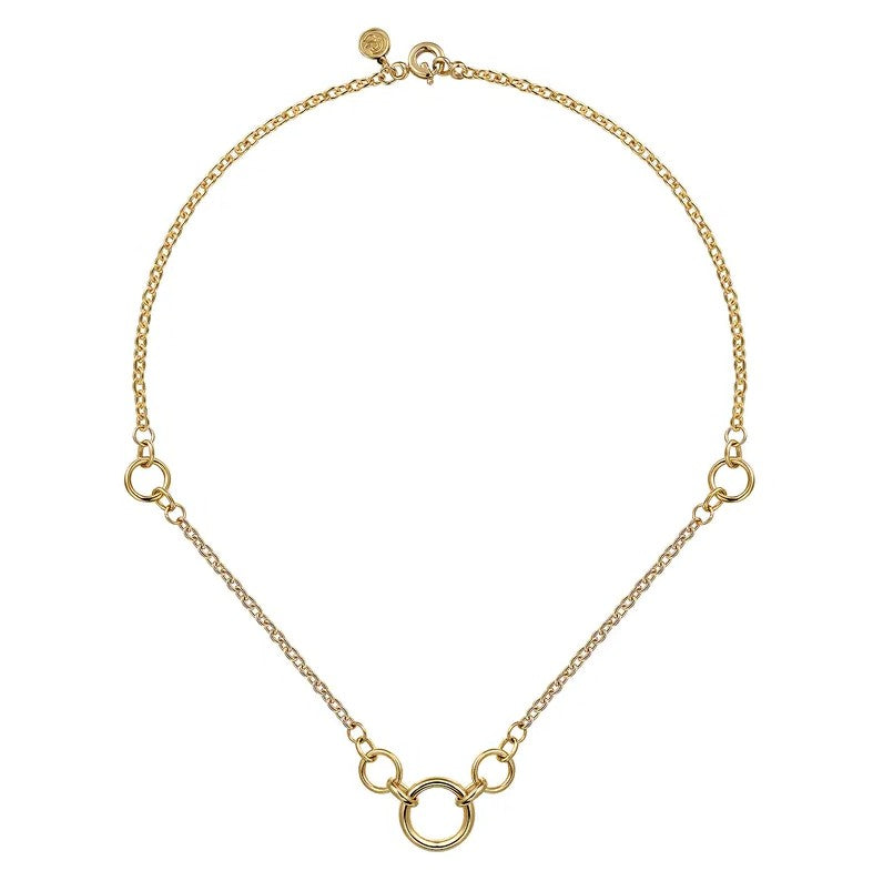 14K Gold Round Station Necklace