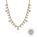 Two Tone 14K Yellow & White Gold Station Droplet Diamond Necklace