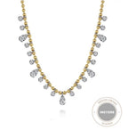 Two Tone 14K Yellow & White Gold Station Droplet Diamond Necklace