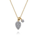 Two Tone 14K Yellow & White Gold Halo Pendant Necklace