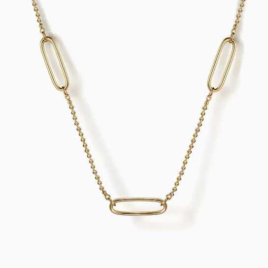 14K Yellow Gold Bujukan Bead Link Station Necklace